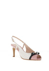 Lodi Parfen Leather Sling Back Bow Heels, White & Pink