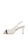 Lodi Parfen Leather Sling Back Bow Heels, White & Pink