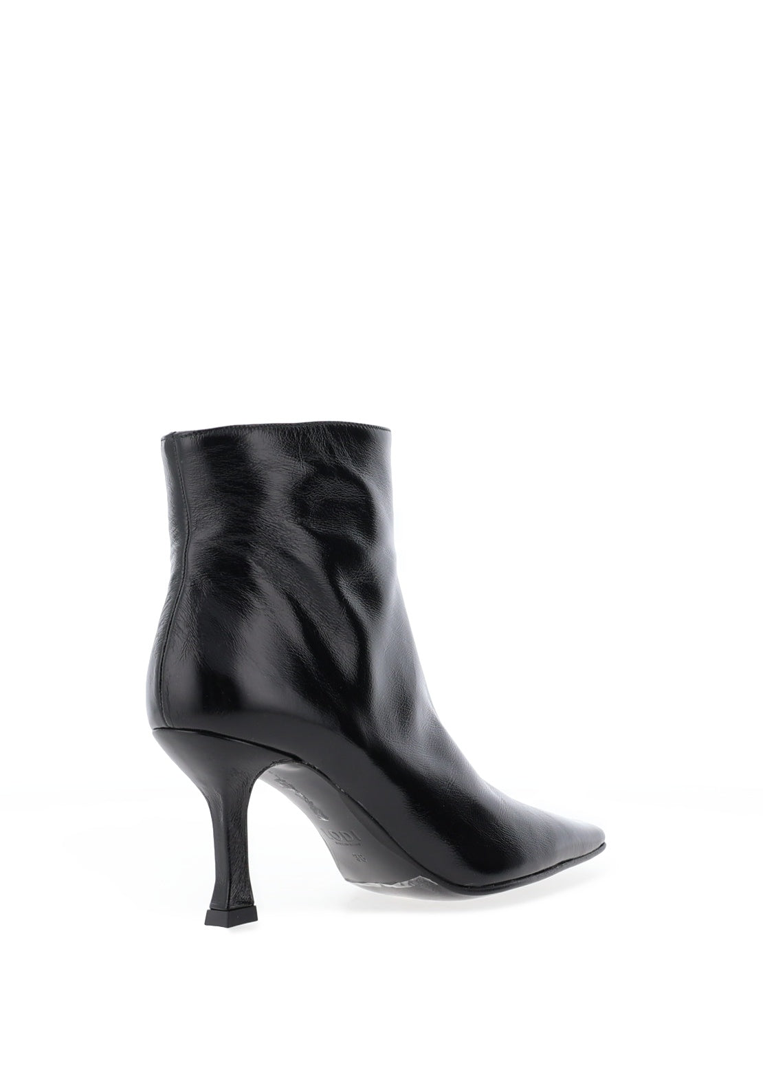 Lodi Philip Sleek Patent Leather Heeled Ankle Boots, Black