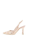 Lodi Modita Leather Metallic Animal Print Heeled Shoes, Gold & Peach