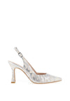 Lodi Modita Leather Metallic Animal Print Heeled Shoes, Silver & White
