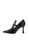Lodi Mondier Buckle Strap Croc Print Heeled Shoes, Black