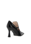 Lodi Mondier Buckle Strap Croc Print Heeled Shoes, Black