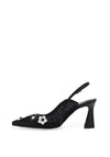Lodi Raseria Faux Leather Floral Fish Net Heels, Black & White