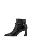 Lodi Relle Distressed Patent Leather Stud Heeled Boots, Black