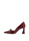 Lodi Renca Leather Stud Heeled Court Shoes, Wine