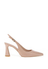 Lodi Risedis Leather Sling Back Heels, Nude
