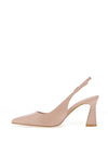 Lodi Risedis Leather Sling Back Heels, Nude
