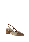 Lodi Leather Sling Back Heeled Pumps, Desert & Off White