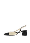 Lodi Leather Sling Back Heeled Pumps, Black & Off White