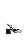 Lodi Leather Sling Back Heeled Pumps, Black & Off White