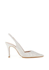 Lodi Safine Pleated Leather Heeled Shoes, Pearl White