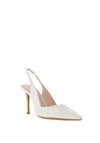 Lodi Safine Pleated Leather Heeled Shoes, Pearl White
