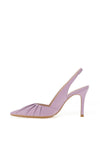 Lodi Safine Pleated Leather Heeled Shoes, Lilac