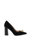 Lodi Senia Suede Block Heel Court Shoes, Black