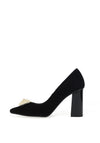 Lodi Senia Suede Block Heel Court Shoes, Black