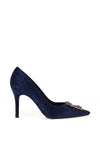 Lodi Sifrite Textured Velvet Gem Brooch Court Shoes, Queen Blue