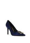 Lodi Sifrite Textured Velvet Gem Brooch Court Shoes, Queen Blue
