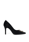Lodi Sifrite Textured Velvet Gem Brooch Court Shoes, Black
