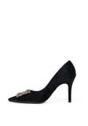 Lodi Sifrite Textured Velvet Gem Brooch Court Shoes, Black