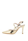 Lodi Solenia Metallic Stud Strap Heeled Court Shoes, Gold
