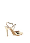Lodi Solenia Metallic Stud Strap Heeled Court Shoes, Gold