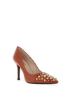 Lodi Sompogo Patent Embellished Toe Court Shoes, Tan
