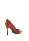 Lodi Sompogo Patent Embellished Toe Court Shoes, Tan