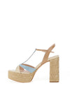 Lodi Telor Leather Woven Platform Heeled Sandals, Cotton