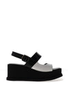 Lodi Leather Monochrome Wedge Sandals, Black & White