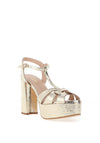 Lodi Turima Distressed Metallic Block Heel Sandals, Gold