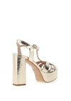 Lodi Turima Distressed Metallic Block Heel Sandals, Gold