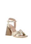 Lodi Yalezin Metallic Leather Block Heel Sandals, Gold