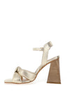 Lodi Yalezin Metallic Leather Block Heel Sandals, Gold