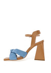 Lodi Yalezin Leather Block Heel Sandals, Blue & Tan