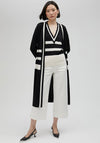 Lola Casademunt Striped Knit Cardigan, Black and White