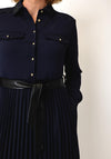 Lola Casademunt Pleated Shirt Dress, Navy