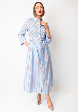 Lola Casademunt Striped Shirt Dress, Blue and Red