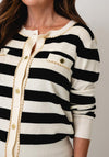 Lola Casademunt Striped with Gold Hardware Cardigan, Black and White