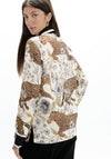 Lola Casademunt Leopard Graphic Satin Shirt, Cream Multi