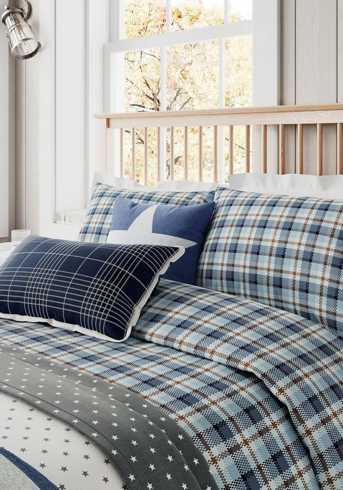 Helena Springfield Long Island Cosy Check Duvet Cover Set, Blue