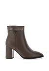 Loretta Vitale Leather Diamante Trim High Heeled Boots, Grey