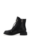 Loretta Vitale Leather Sequin Brooch Military Boots, Black