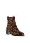Loretta Vitale Leopard Printed Leather Heeled Boots, Brown