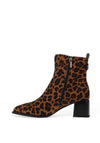 Loretta Vitale Leopard Printed Leather Heeled Boots, Brown