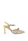 Loretta Vitale Diamante Stud High Heels, Beige