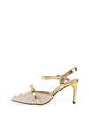 Loretta Vitale Diamante Stud High Heels, Beige