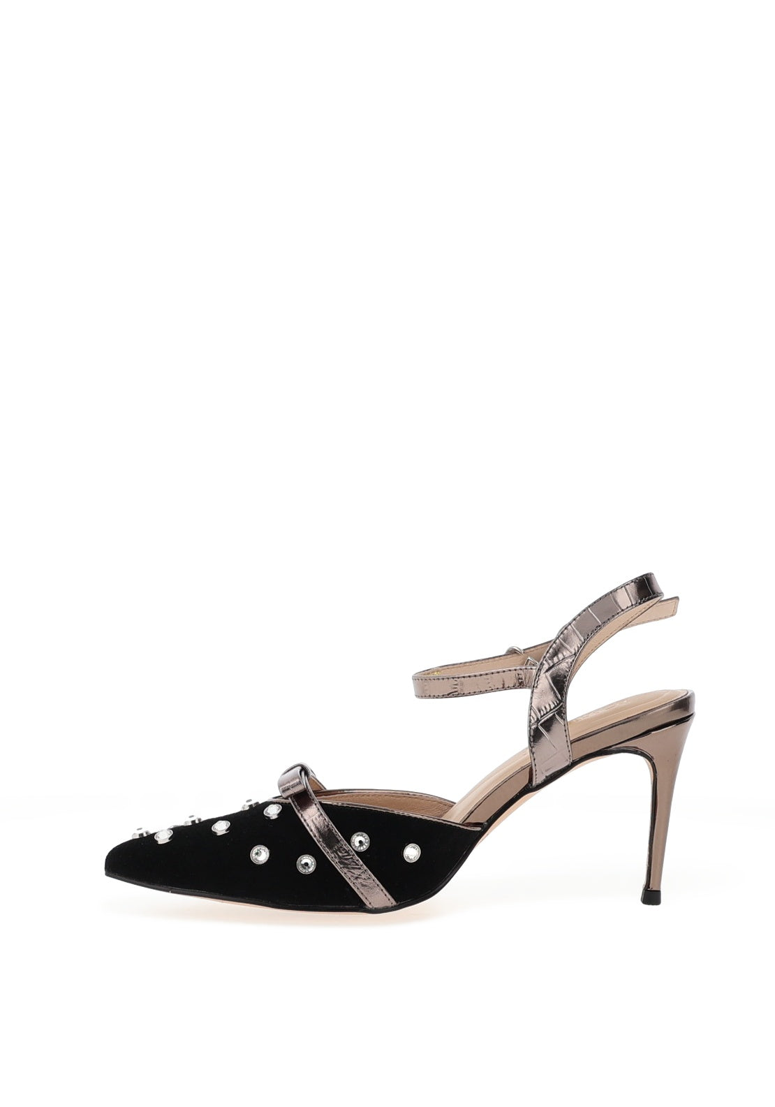 Loretta Vitale Suede Diamante Stud High Heels, Black