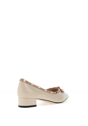 Loretta Vitale Patent Stud Detailed Pumps, Beige