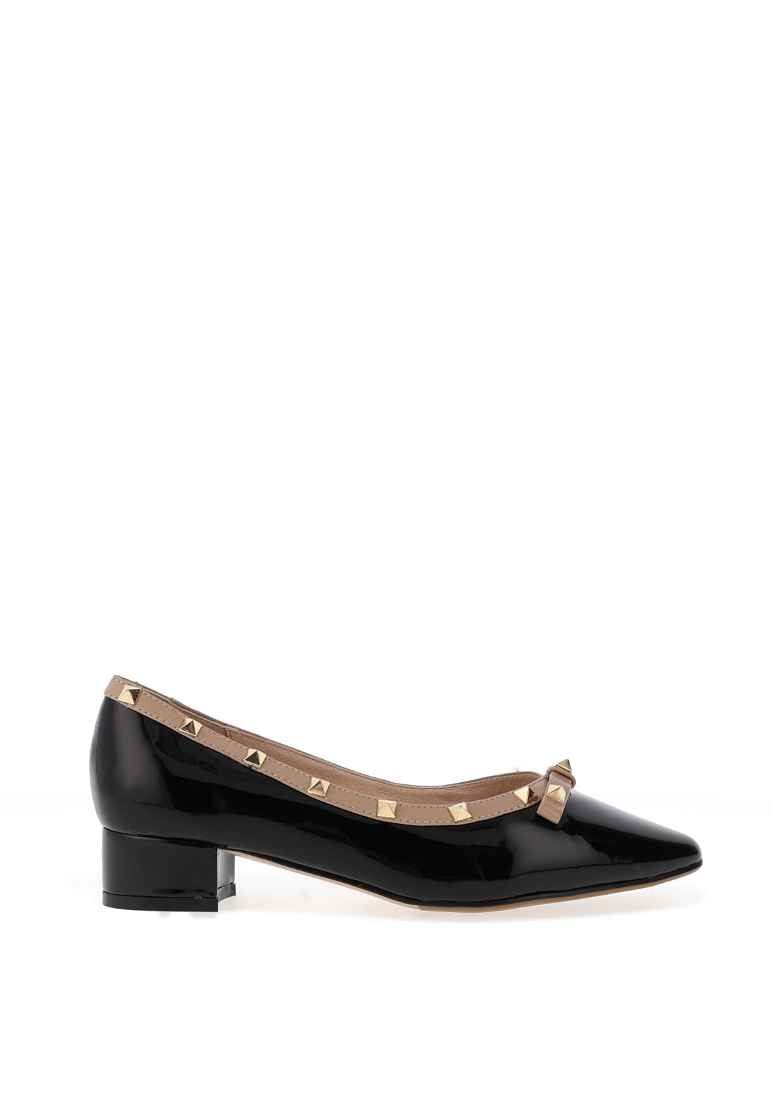 Loretta Vitale Patent Stud Detailed Pumps, Black